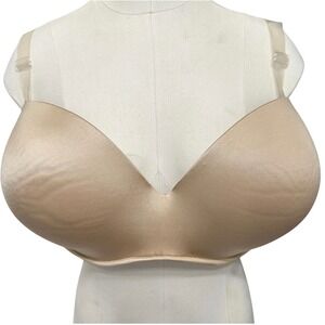 Cacique Strapless Bra Clear Straps Convertible Padded Beige 42DDD
